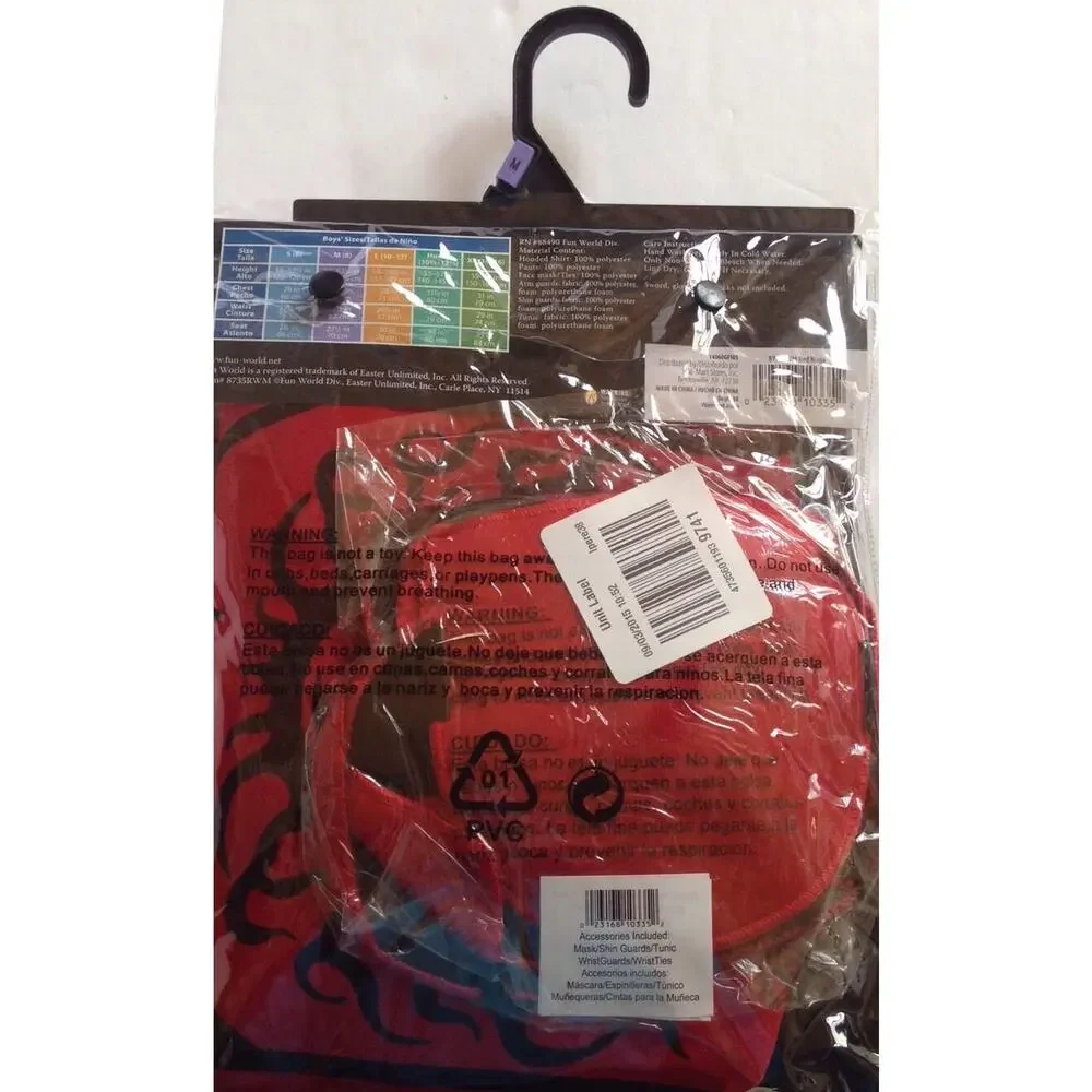 NEW Fun World Boy's Black Red Complete Ninja Halloween Costume Medium 8